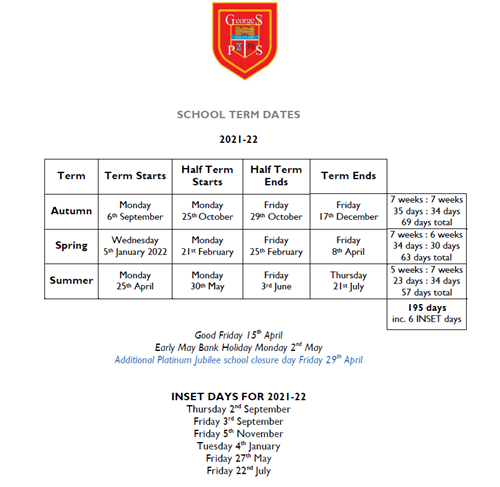 Term Dates | George Street Primary School